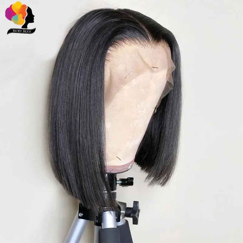 

Remyblue Malaysian Bob Wig Natural Color 13*4 Lace Front Short Straight Bob Wig Black Human Hair Wigs Remy Hair Wigs Pre Plucked
