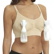 

Maternity Bra For Breast Pump Nylon Spandex Hands-Free Pumping Solid Color Simple And Natural Pregnancy Clothes Breastfeeding