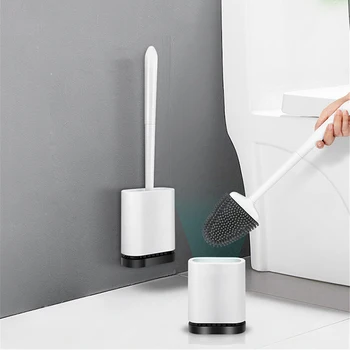 

Wall-mounted Toilet Brush Rubber Head Holder Bristle Cleaning Brush WC Bathroom Accessories Home Stuff For Toilet Silicone