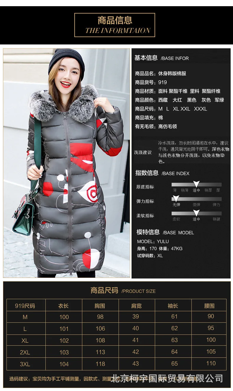 Двусторонняя хлопковая стеганая Одежда Женская средней длины зимний Корейский стиль приталенный с капюшоном большой меховой воротник толстый пуховик