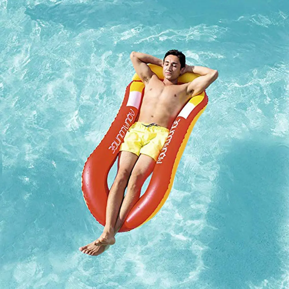 

Single inflatable floating row net pocket recliner with tents Universal floating bed floating boat water bed beach mat