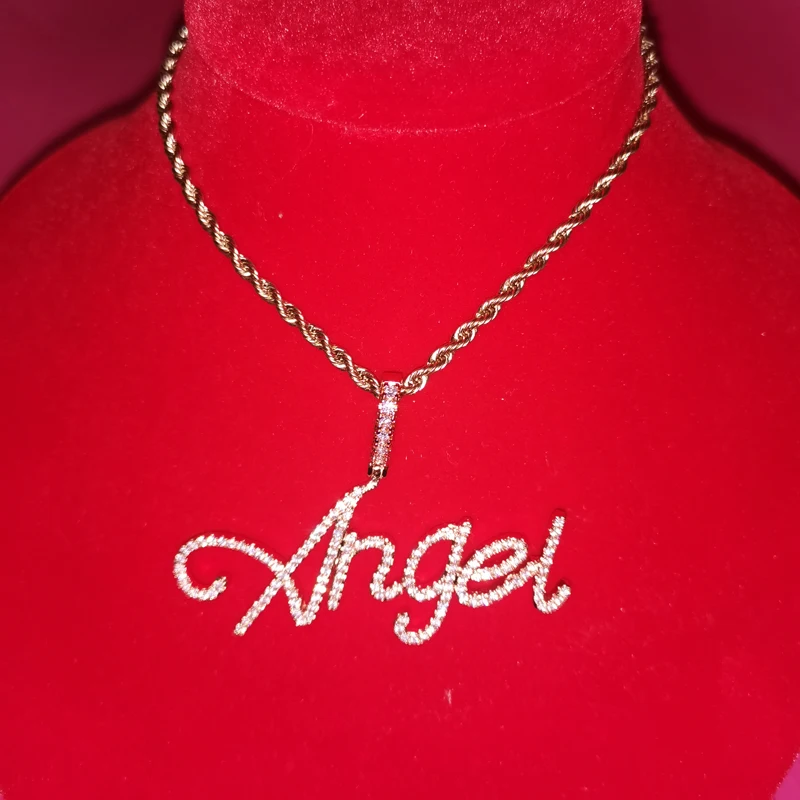 Grandbling New Font Customized Name Necklace Word Pendant Personalized Name Plate Necklace Drop Shipping