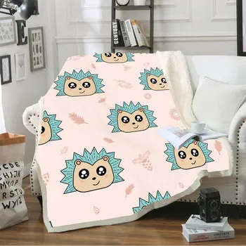

Cartoon Animals Throw Blanket Hedgehog Sherpa Fleece Blanket Plush Bedding Travel Office Blanket for Beds Sofa Couch Bedspread