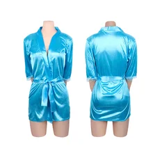 Эротические Порно Женщины Сексуальная атласная Женская пижама с кружевом Халат пижамы белье Babydoll ночная рубашка v-стринги пижамы костюмы