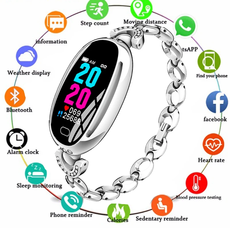 

2019 E68 Smart Watch Women 0.96 Inch Heart Rate Monitor IP67 Waterproof Sport Fitness Brecelet 14 Days Standby Health Wristband