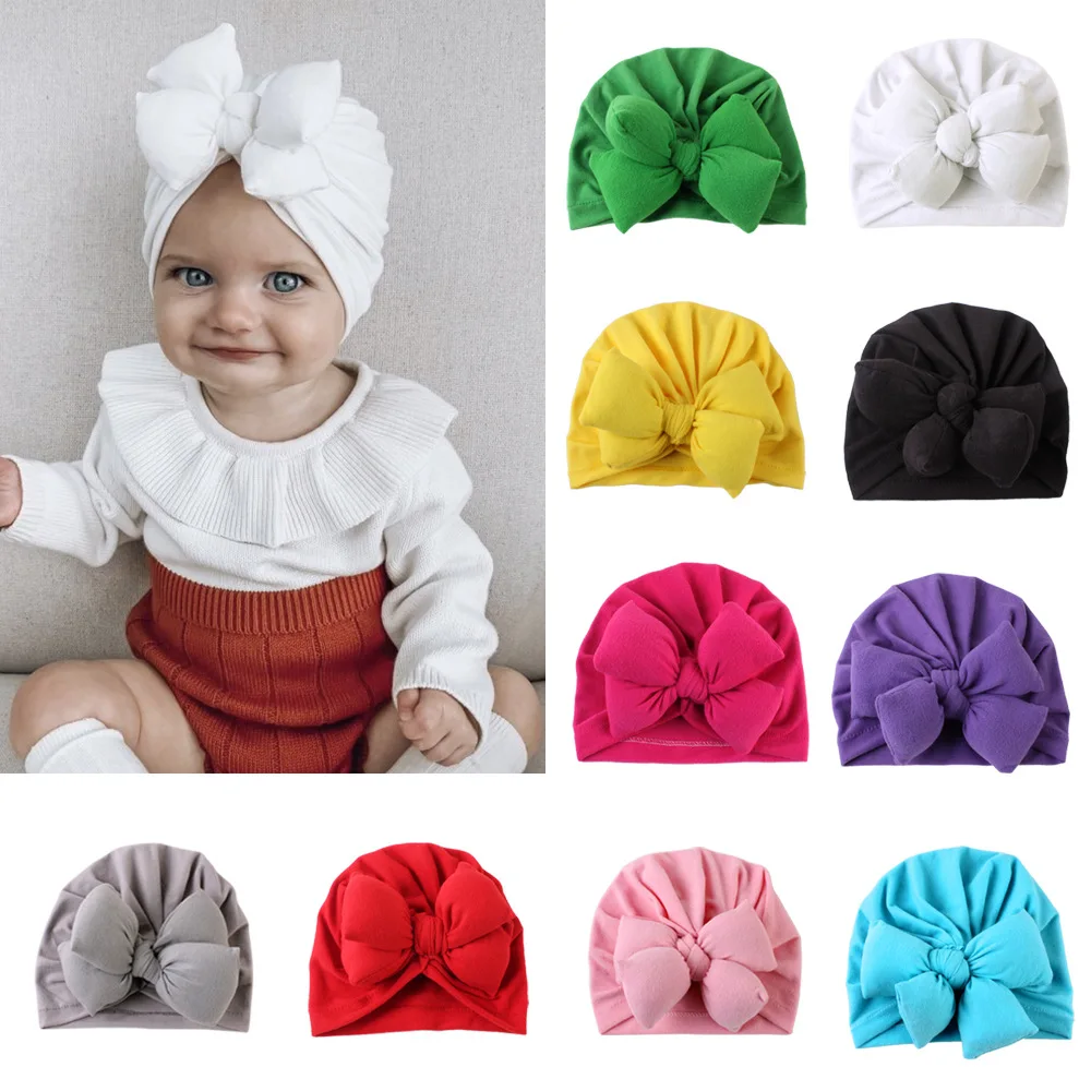 Baby Big Bow Soft Nylon Headbands Flower Print Nylon Turban Hairband Oversize Bunny Bow Headwrap Baby Girl Head Wrap Accessories