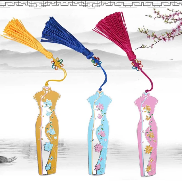 Chinese Style Bookmark With Tassel Cheongsam Qipao Design