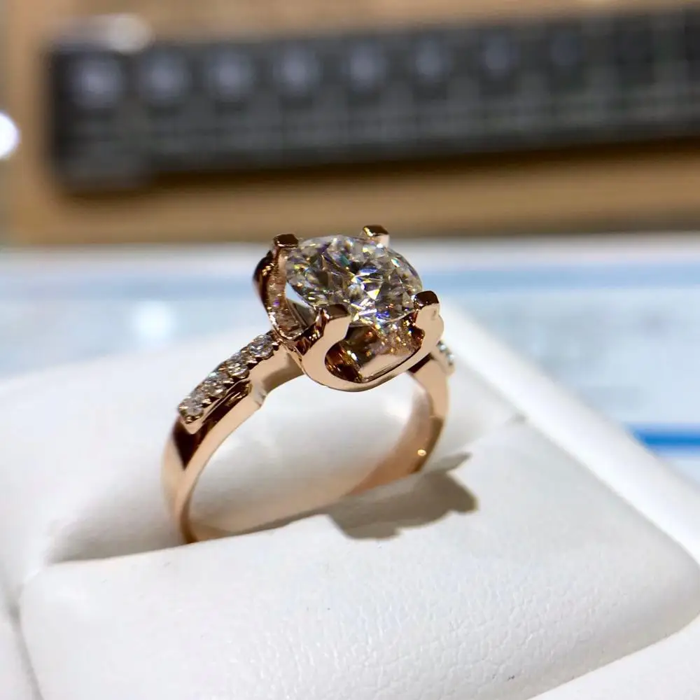 Индивидуальный заказ, 14 K, покрыто розовым золотом 4 когти класса «Люкс» Муассанит кольцо VVS1 круглой огранки 1ct 2ct 3ct для помолвки, свадьбы, годовщины кольцо