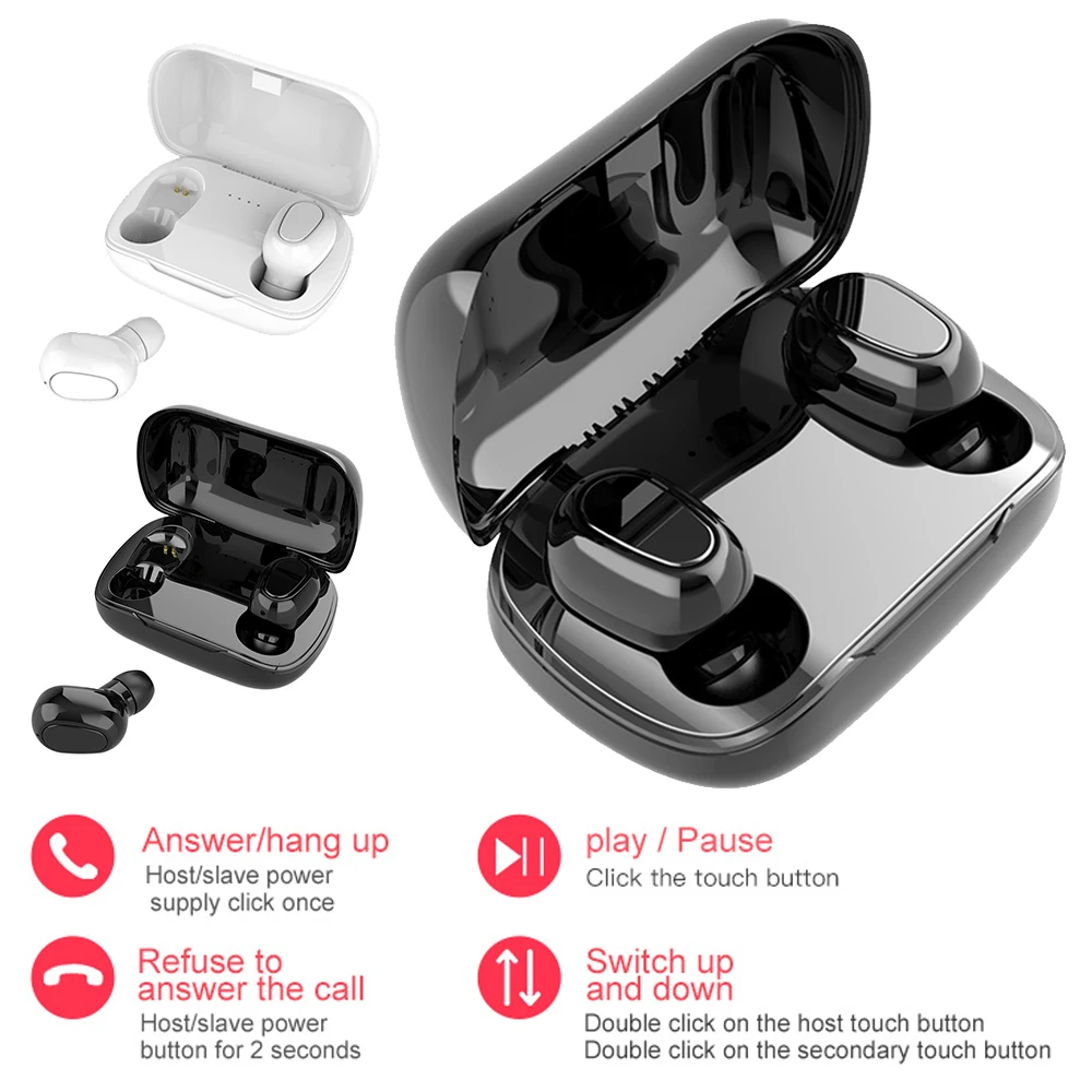 Touch Control Wireless TWS Headphones Stereo Bluetooth 5 0 Earphone HiFi Earbuds Gaming Sport Headset for iPhone Xiaomi Samsung
