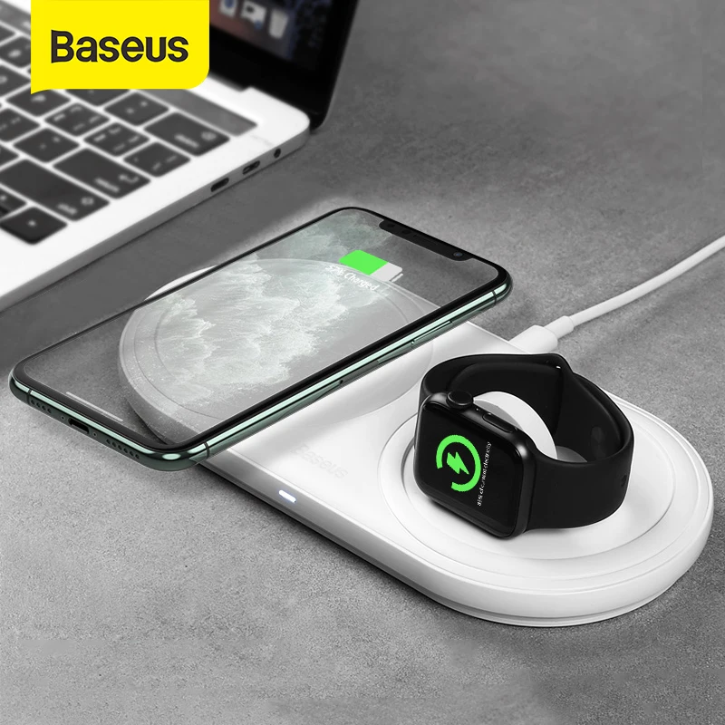 Baseus 2 in 1 Fast Wireless Charger Pad Multi-angle Charging For Apple Watch 5 4 3 10W Fast Charging