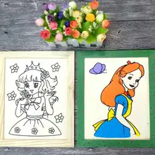 Для детского рукоделия заполнить 10-дюймовая деревянная рама граффити живопись рамка детский сад Раннее Обучение картина маслом Hand-made