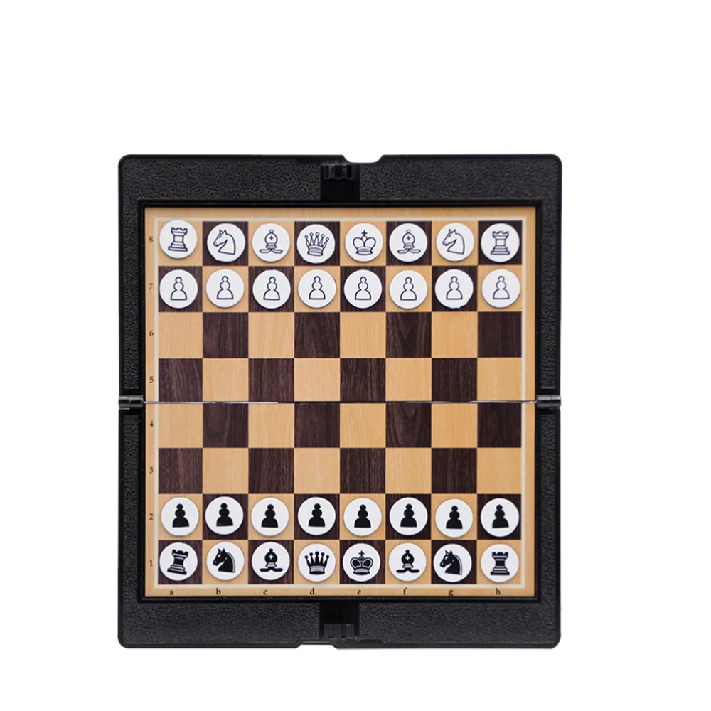 

1 Set Chess Checkers Synthetic Leather Foldable Magnetic Pieces Intelligence Toys Board Game for School Adults