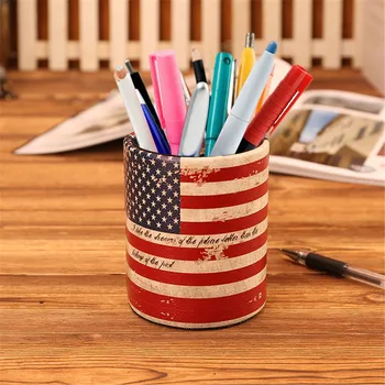 

American Retro Pen Holder Office Student Stationery Pencil Desktop Storage Box