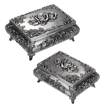 

Vintage Metal Jewelry Box Trinket Jewelry Storage for Rings Earrings Medium