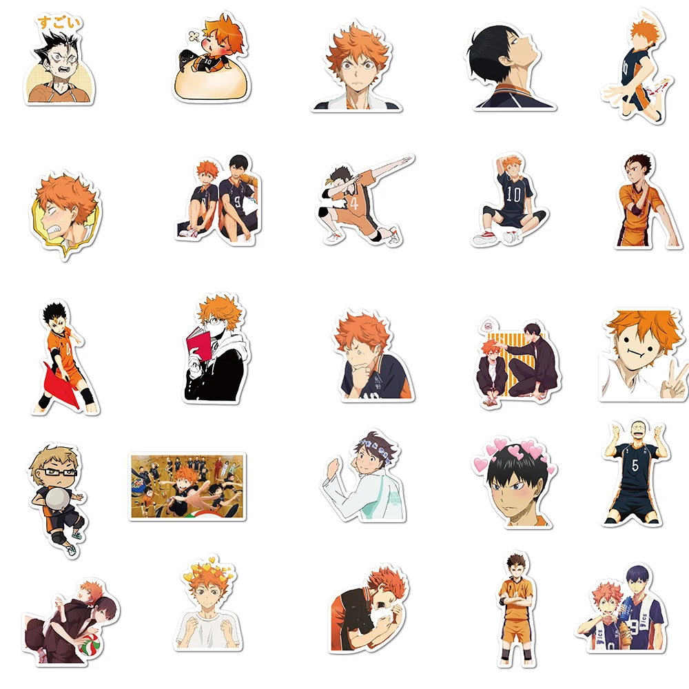50 Pcs Anime Haikyuu Stickers Pack - Pauplian Waterproof Vinyl Stickers  Classic Japanese Anime Stickers For Laptops Bumper Kids Teens Adults For  Water