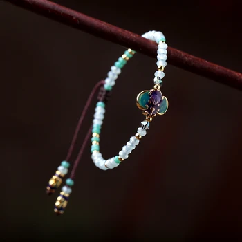 

TJP Blue Rose Flowers Wrist Chain Charm Bracelets For Women Fashion Jewelry Cloisonne Floral Bracelets Gift