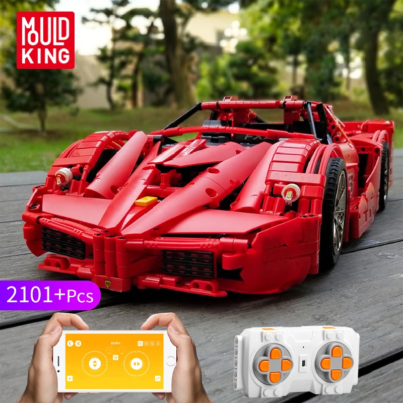 

Red Motor Function Car The FXX Sport Speed Racing Car Set 2.4Ghz APP RC Car Model Kids Toys Legoingly Building Blocks