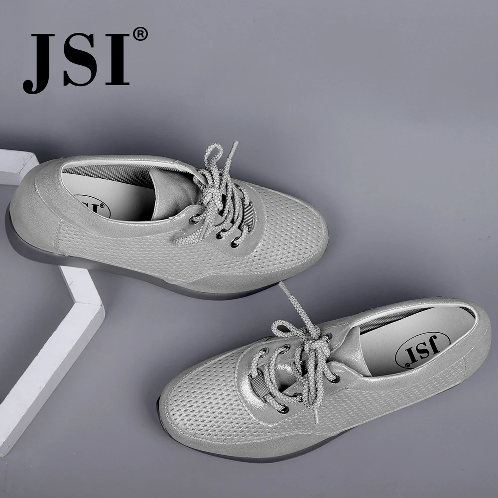 Ceny JSI kobieta buty szary Casual mieszkania prawdziwej skóry światło EVA podeszwa okrągłe Toe wysokiej jakości koronki wykonane ręcznie up mieszkania kobieta JO184