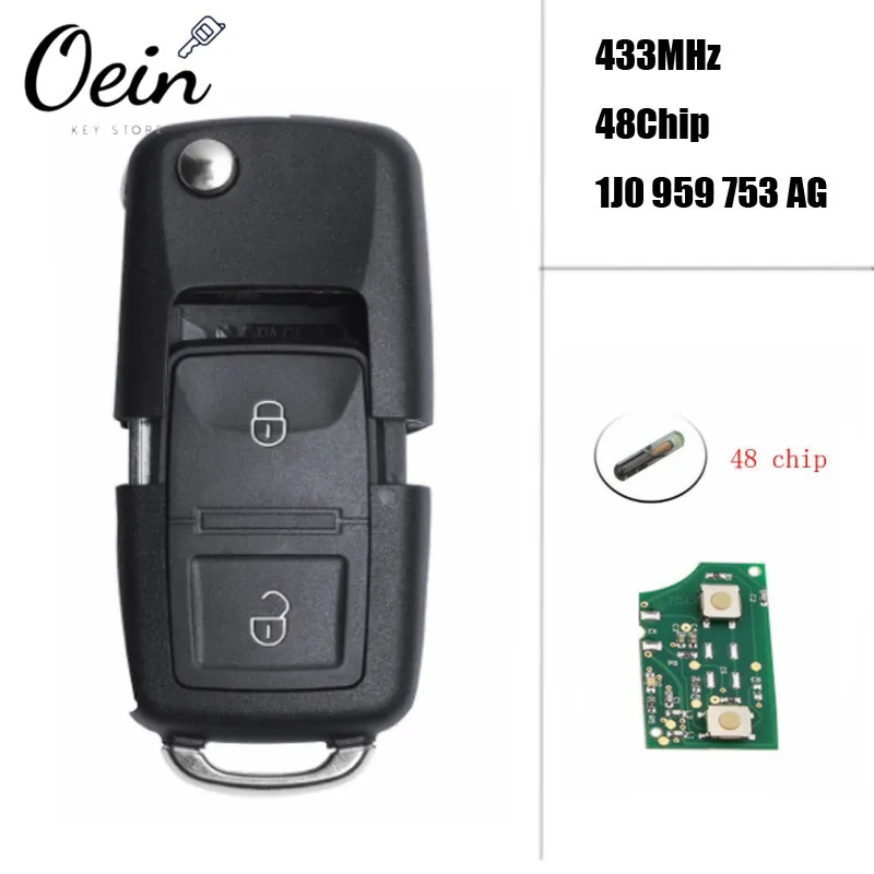 Дистанционный ключ с 2 кнопками 433 МГц DIY для VW/VOLKSWAGEN Beetle Bora Golf Passat транспортер поло