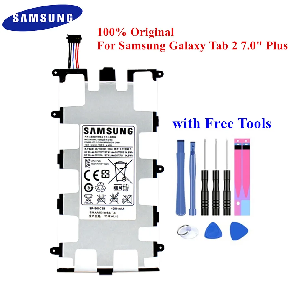 Аккумулятор для планшета SP4960C3B для samsung Galaxy Tab 7,0 Plus P6200 P6210 P3110 P3100 4000 мАч реальная емкость Акку+ Инструменты