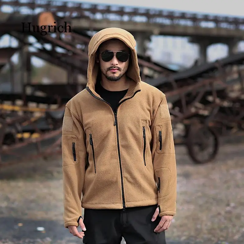 Tactical Army Fleece Jacket Men Warm Thicken Polar Multi-Pocket Military Jacket Winter Outerwear Clothes Hooded Coat