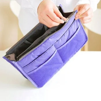 

Bag women Practical Handbag Purse Nylon Dual Organizer Insert Cosmetic Storage