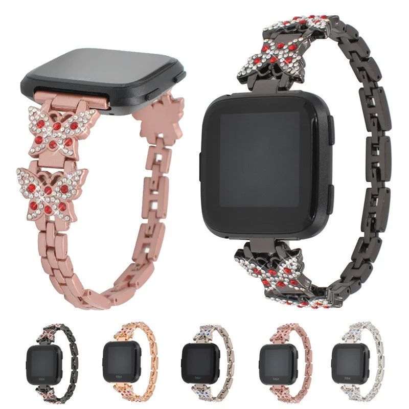 Металлический браслет из нержавеющей стали для Fitbit Versa стразы ремешок на