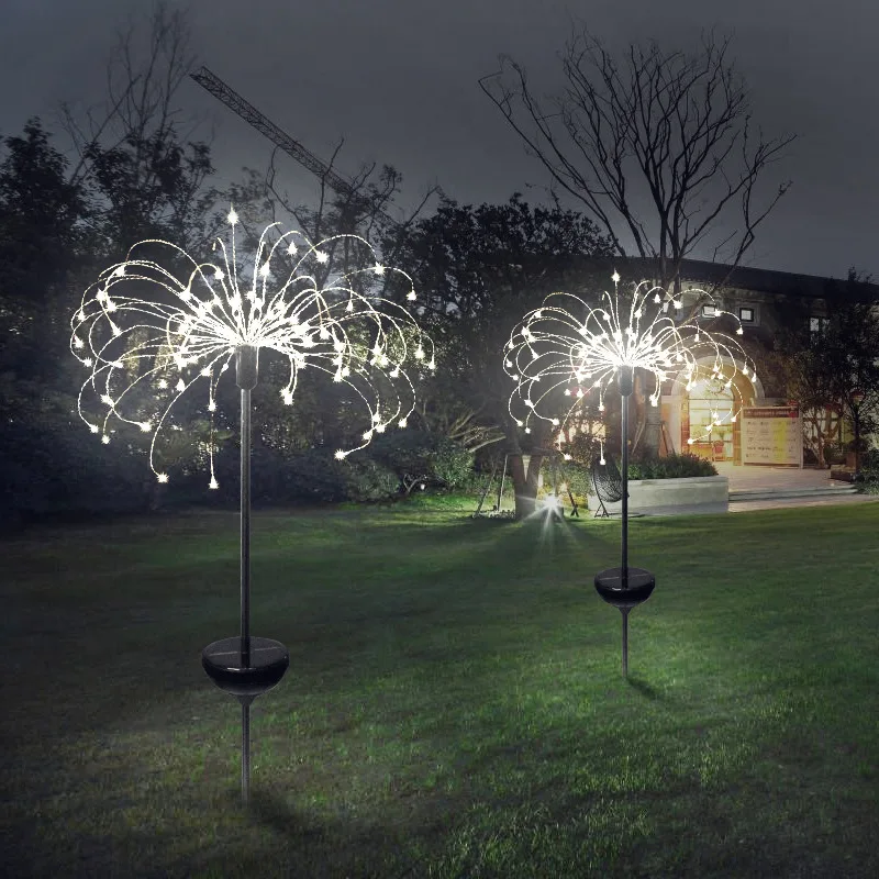 Solar Powered Outdoor Grass Globe Dandelion Fireworks  Fairy Garland LED Light Waterproof For Garden Lawn Landscape Holiday Lamp outdoor led solar waterproof buried courtyard ladder garden grass landing landscape light