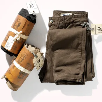 Autunno e inverno nuovi pantaloni Casual in Twill intrecciato pesante retrò americano da uomo in puro cotone lavato vecchi pantaloni affusolati dritti 1