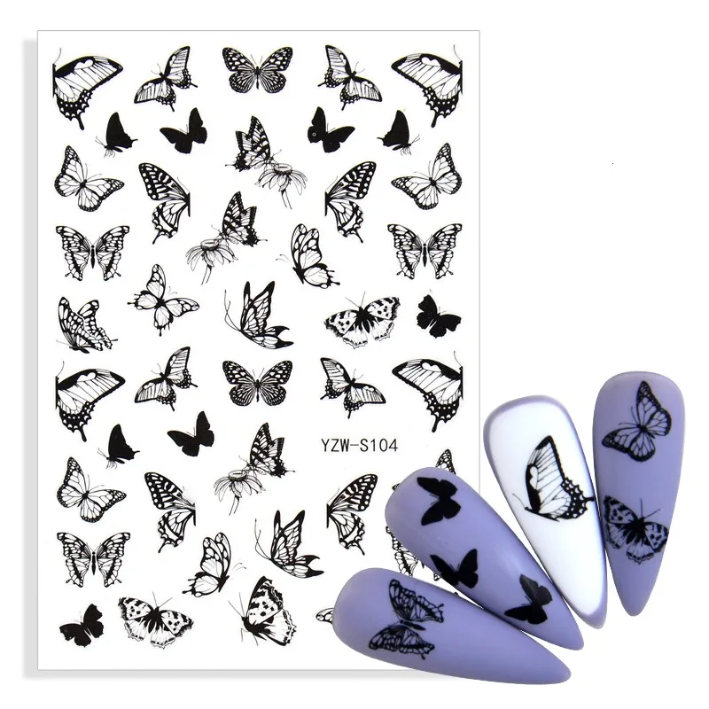Nail Sticker Women Face Sketch Abstract Butterfly Manicure Nail Art Decorations YZ03