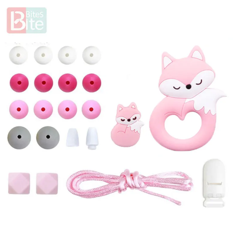 Pink Fox Кусачки 1 Набор DIY Детский силиконовый Прорезыватель для зубов бисер Прорезыватель грызунов кулон в виде ежа DIY ожерелье Младенцы зуб для детей продукт - Цвет: Pink Fox