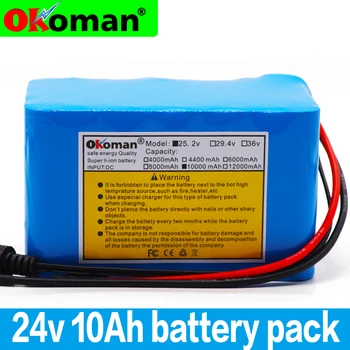 

Okoman High Capacity 24V 10Ah 18650 Battery Pack Lithium Ion Battery 25.2V 10000mAh Bicycle Moped Power Tools Battery