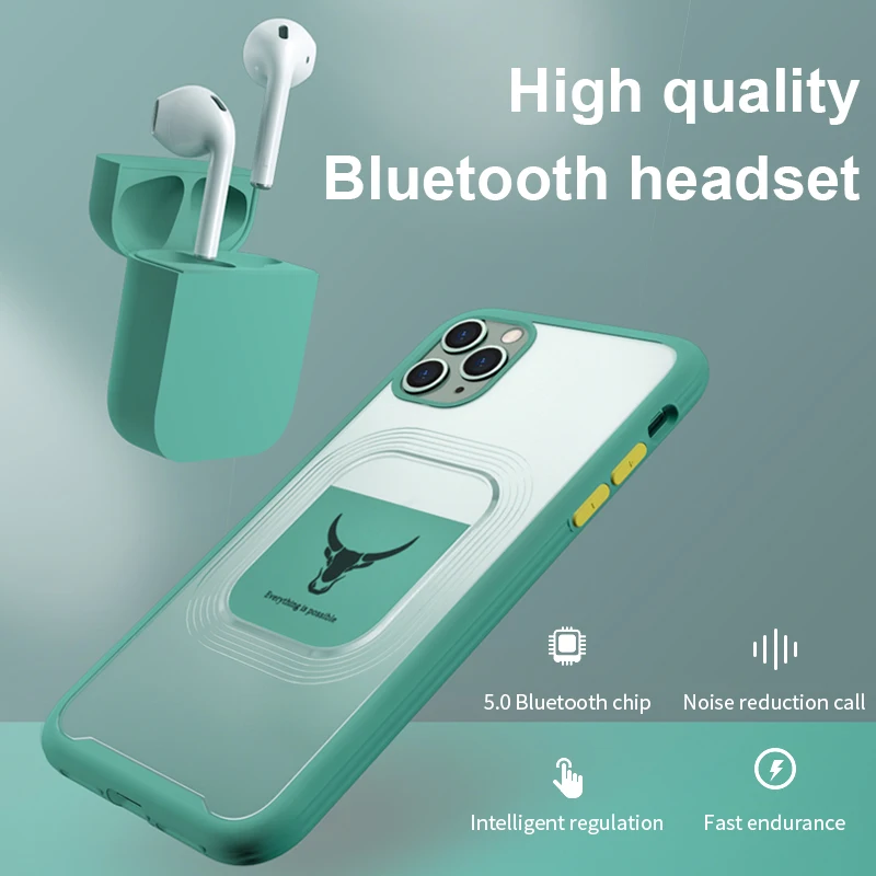 2 in 1 Charging Box with Headphones and Iphone Case Exclusive Case for IPhone 11 7 8 Plus with Airpods 1 2 Charging Compartment