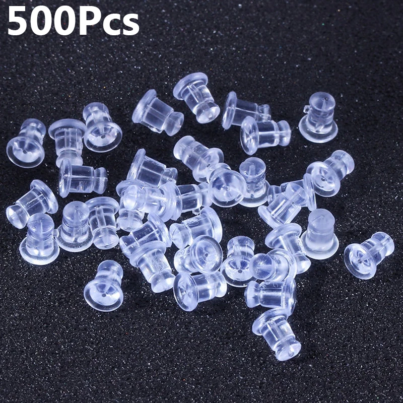 

500PCS Soft Silicone Rubber Earring Back Stoppers for Stud Earrings DIY Making Earring Jewelry Findings Bullet Tube Ear Plugs