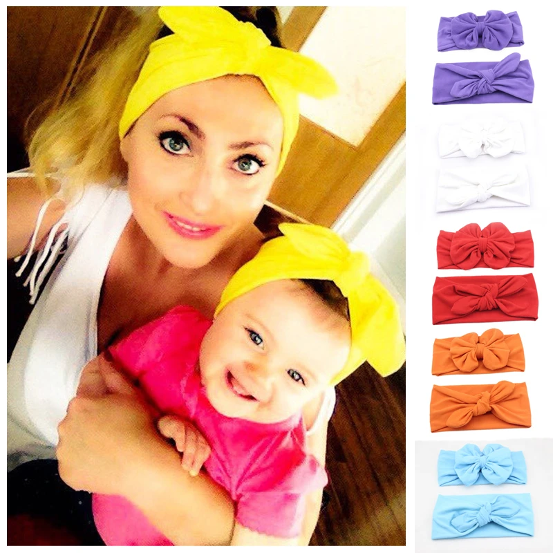 

2PCS/Set Mother & Daughter Cute Lovely Hoop Hair Knot Stretch Baby Girl Headband Hair Band Accessories Mom and Baby Turban