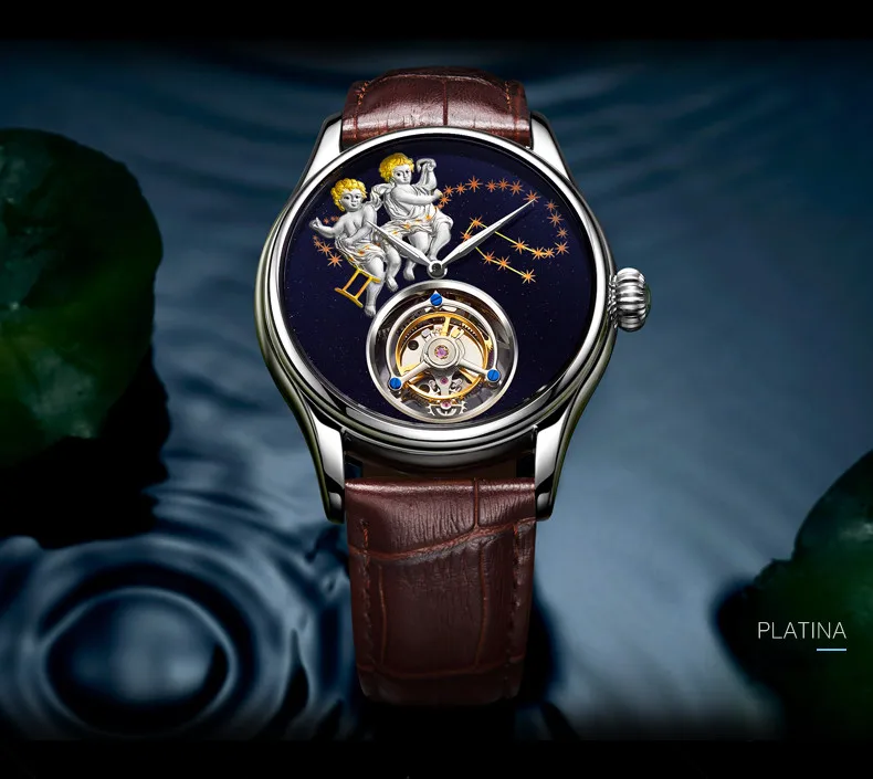 Relogio Masculino ANGELA BOS люксовый бренд Tourbillon автоматические часы мужские водонепроницаемые 3D GEMINI механические наручные часы мужские