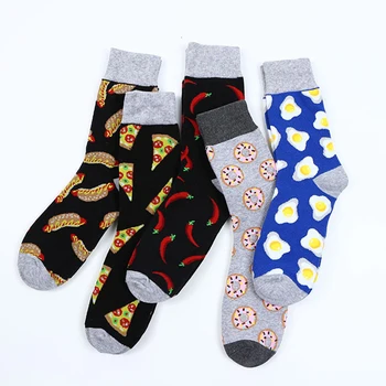 

Socks Harajuku Men Pattern Funny Pizza Hip Hop 1 pair Cool Happy Woman Street Pattern Unisex Socks Woman Men