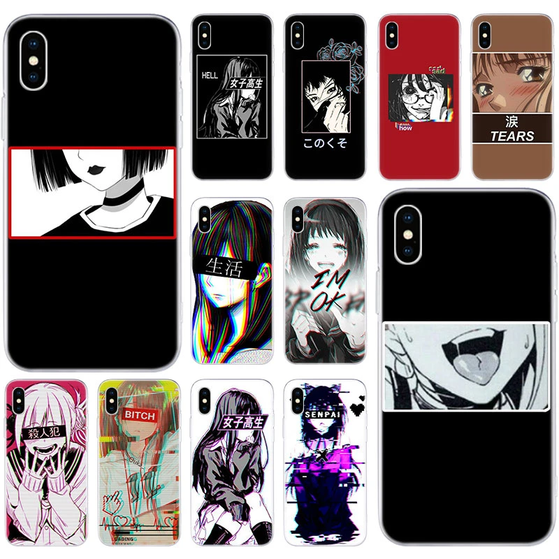 Hot Sad Japanese Aesthetic Soft Silicone Case For Apple Iphone 11 Pro Xs Max X Xr 7 8 Plus 6 6s Plus 5 5s Se Fashion Cover Phone Case Covers Aliexpress