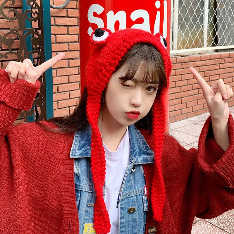 Fashion Frog Hat Beanies Knitted Winter 