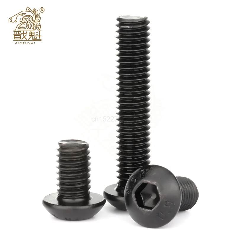 10-50pcs/lot ISO7380 Hex Screw M2 M2.5 M3 M4 M5 M6 M8 Black Button Head Hex Socket Cap Screw Hexagon Socket Round Head Screws