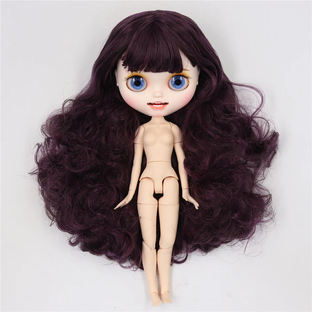 Ледяная фабрика blyth кукла белая кожа шарнир тела пользовательская кукла bjd игрушка матовое лицо фиолетовые волосы голая кукла 30 см