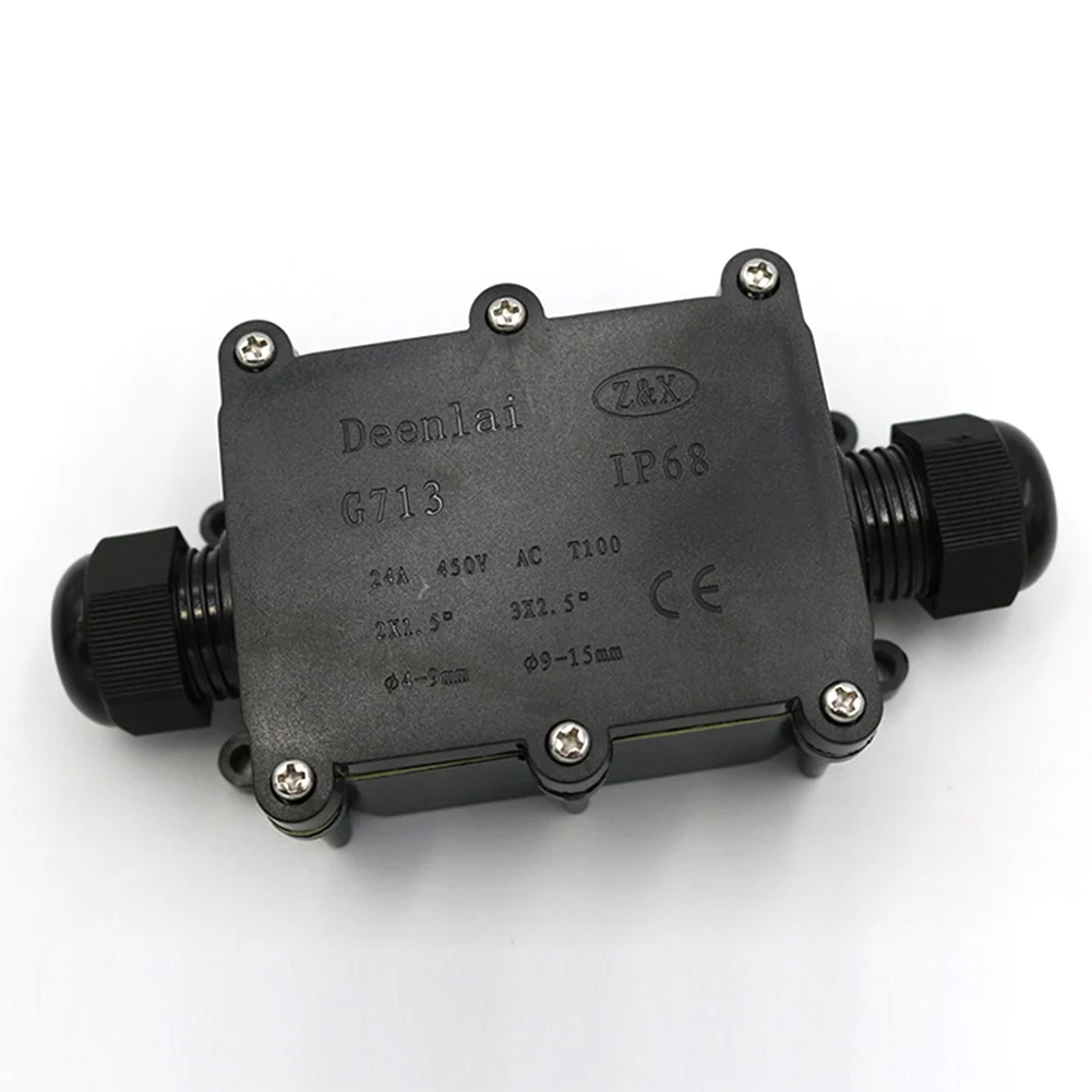 

IP68 Junction Box Stable Home Electrical Connection Waterproof Shell Durable Easy Install Outdoor Protective Wire Black
