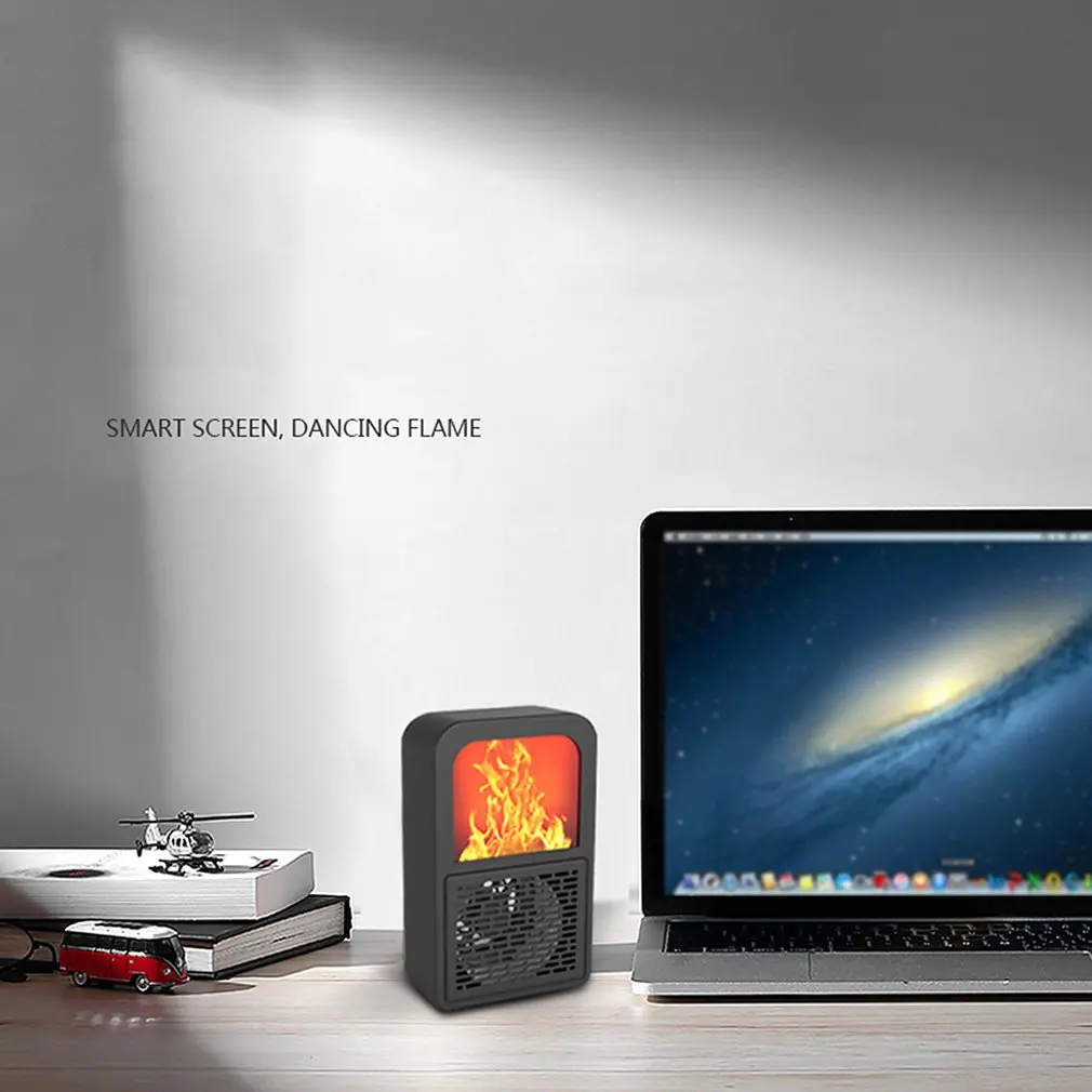 Creative Portable Fan Office Bedroom Electronic Fireplace Heater 3D Flame Heater Home Desktop Heater