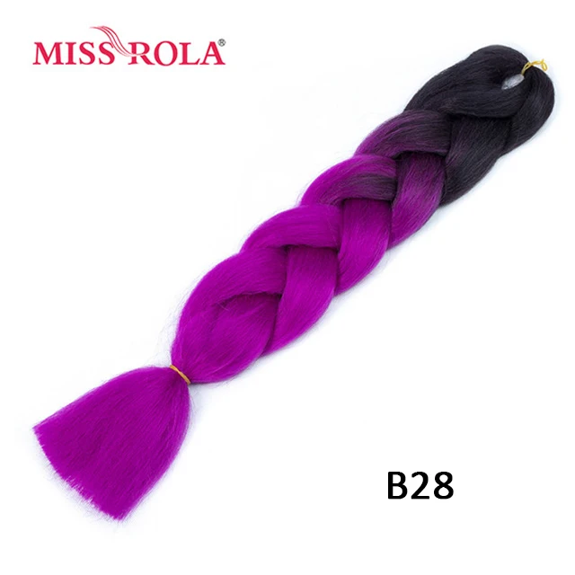 Miss Rola, большие синтетические косы, волосы, 100 г, 24 дюйма, высокотемпературное волокно, Джамбо, волосы для наращивания, Омбре, вязанные крючком, косички - Цвет: B28