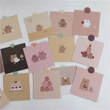 

9pcs/set Strawberry Bear Cards Kawaii Mini Memo Cards Wall Decoration Background Card Korean Stationery School Supplies