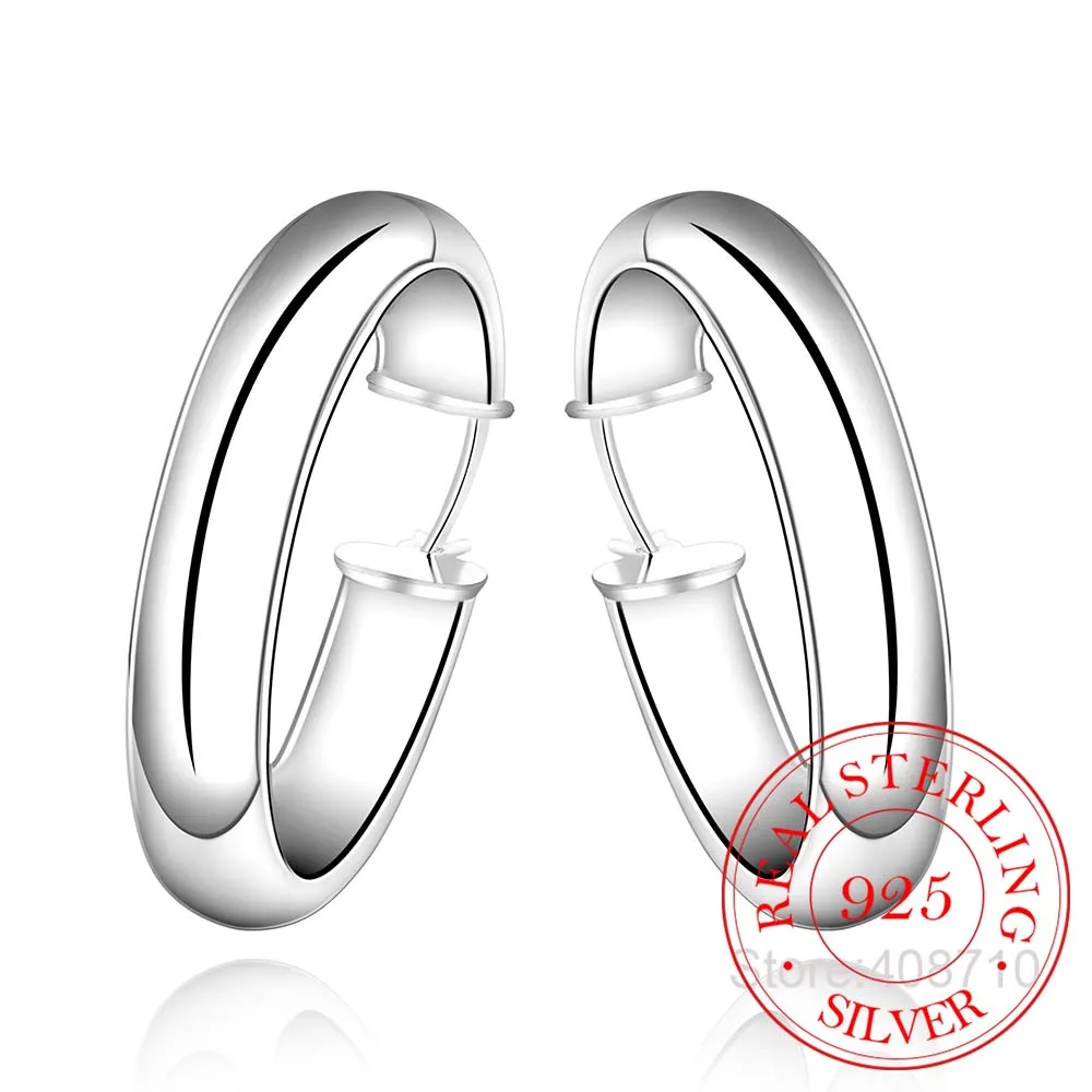 Pendientes de argolla plateados para mujer, regalo de boda, joyería fina europea, regalo de Navidad, gran oferta, fiesta de compromiso, 925