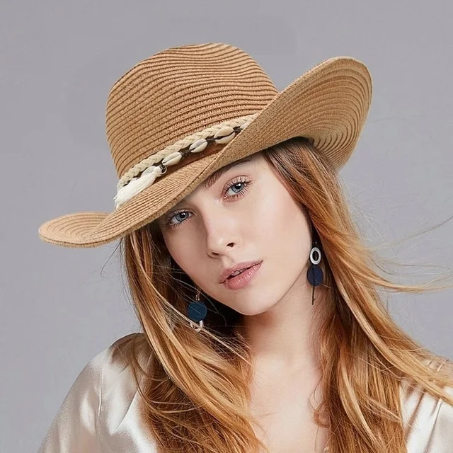 Shell Tassels Cowgirl Summer Hat Straw Hat for Women Men Western Cowboy Hat Lady Trendy Woven Sun Hat Beach Cap sun hat 2