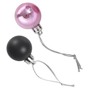 

48Pcs Chic Christmas Baubles Tree Plain Glitter XMAS Ornament Ball Decoration Black & Pink