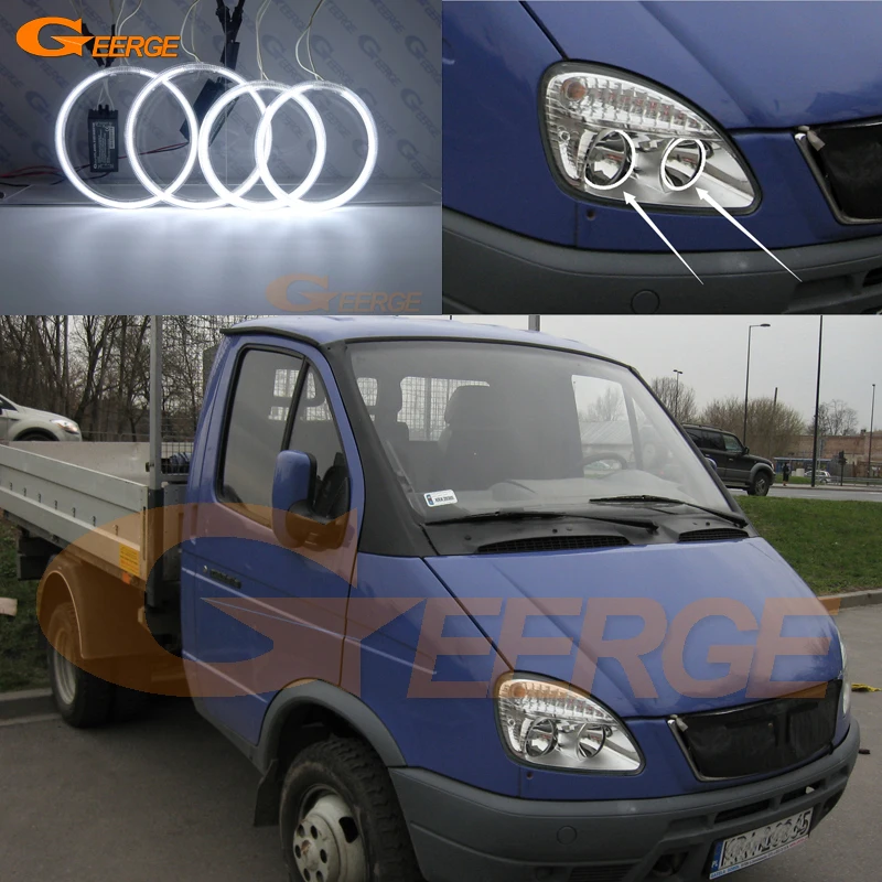 

Excellent Ultra bright headlight illumination CCFL Angel Eyes kit For GAZ GAZelle Angel Eyes kit free shipping