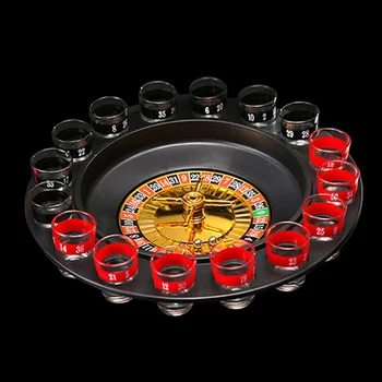

Drinking Roulette Set Birthday Home Party Supplies Adult Gift Steel Balls Fun Table Bar Family Record Player With 16 Shot Glass